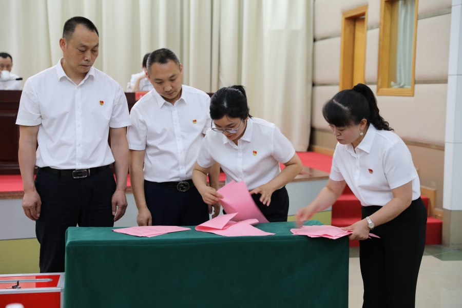 四川融通安防集团党委召开党员大会|部署党建党风廉洁建设工作补选纪委委员(图5) 计票、监票.jpg
